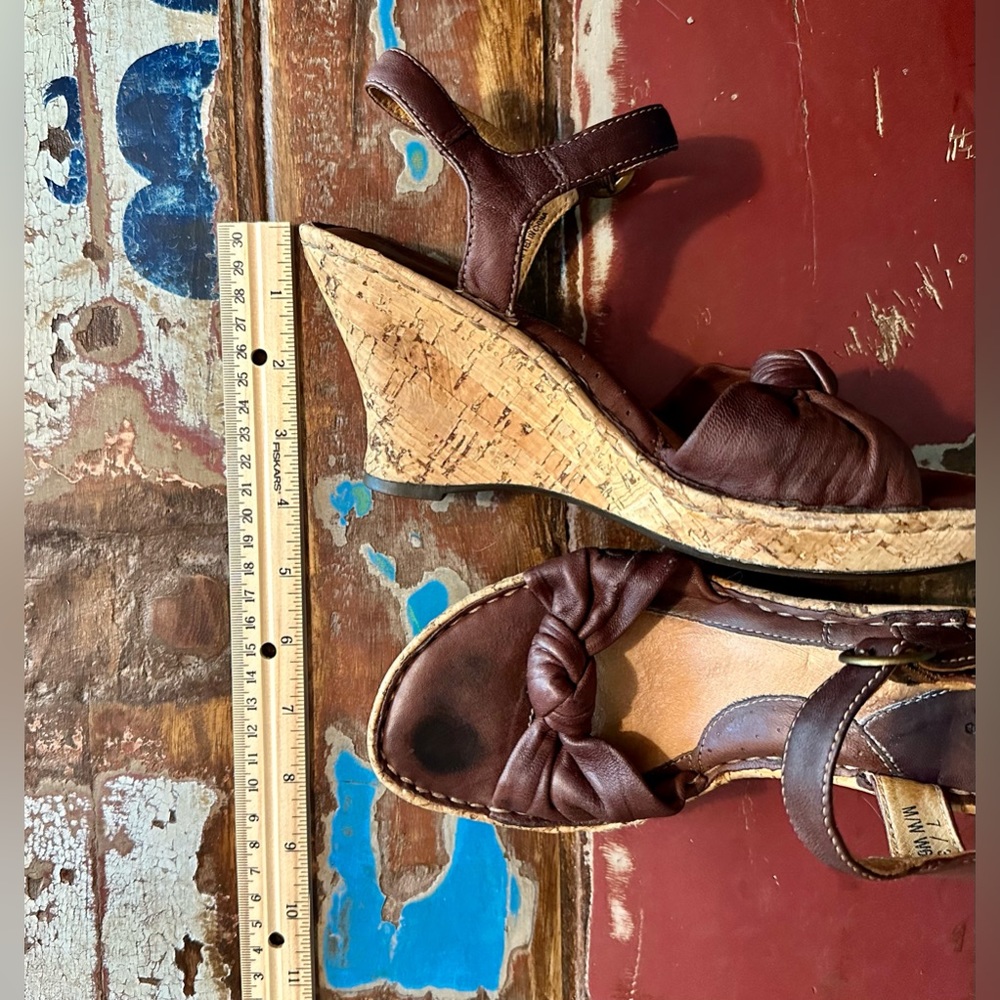 Born Leather Wedge Sandals - Picture 4 of 8